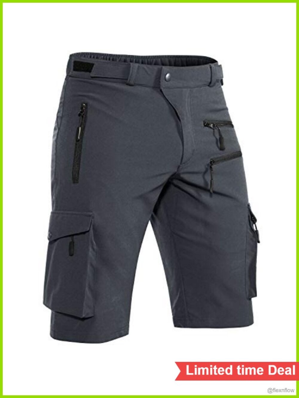 Men's Mountain Bike Shorts Stretch Hiking Cargo Shorts with Zipper Pockets